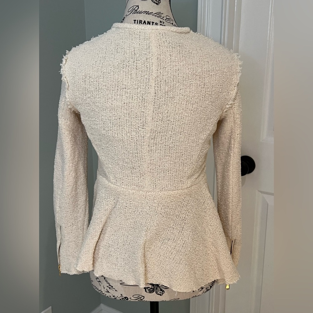 Zara Peplum Knit Jacket/Blazer | Cream | Preowned - Picture 6 of 13